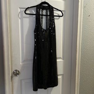 Nicole Miller black evening cocktail dress.